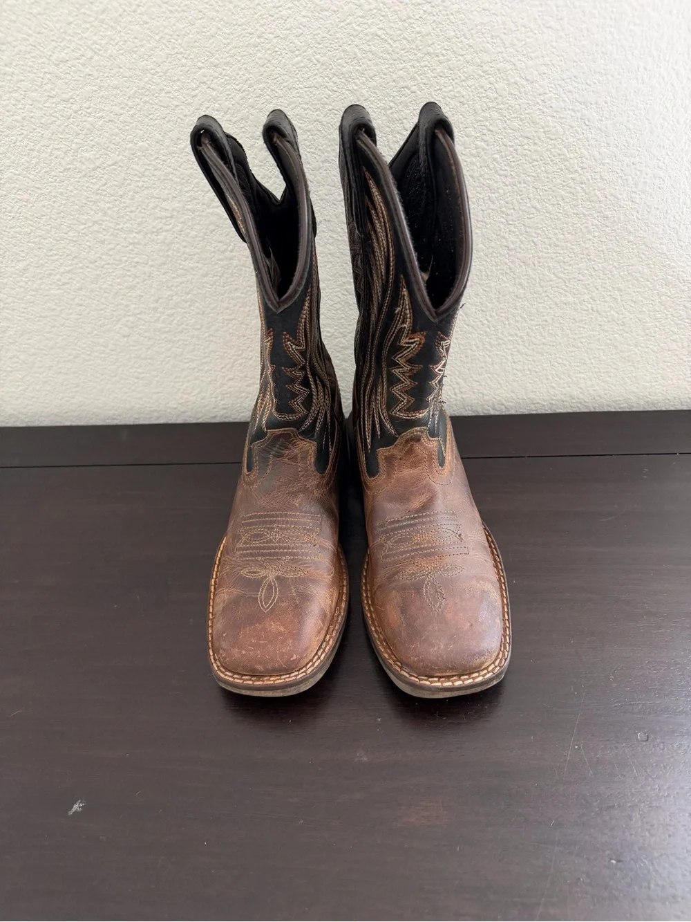 Smoky Mountain Brown Leather Cowboy Boots Boys 1R Western